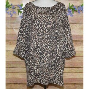 Catherines Suprema Collection 3/4 Sleeve Cheetah Animal Print Top Plus Size 3X